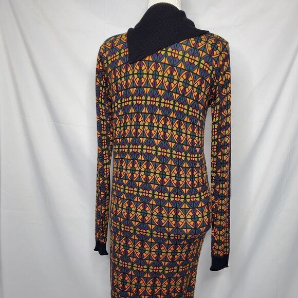 NICOLE MILLER sweater dress long sleeve mock neck geometric S - Picture 3 of 10